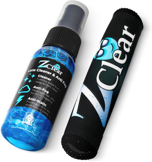 Z Clear 6oz Lens Cleaner Spray for Glasses + Microfiber Cloth | Cleans So Deep Lenses Stay Fog-Free 1-3 Days | Eyeglasses, Goggles, Mirrors, Windshields | Anti-Static, Streak-Free | USA