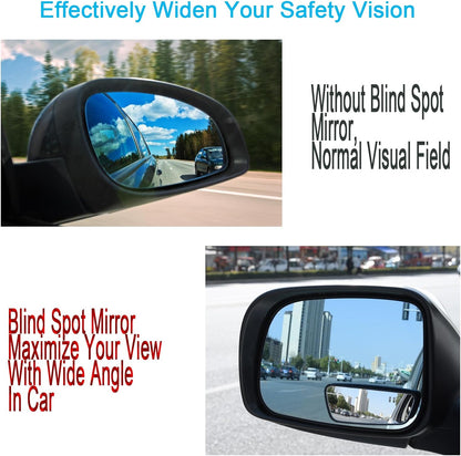 Upgrade HD Glass Wide Angle Blind Spot Mirror, Frameless 360 Adjustable Convex Rear View Mirror for Cars, Trucks and SUV - Big Fan Shaped 2pcs