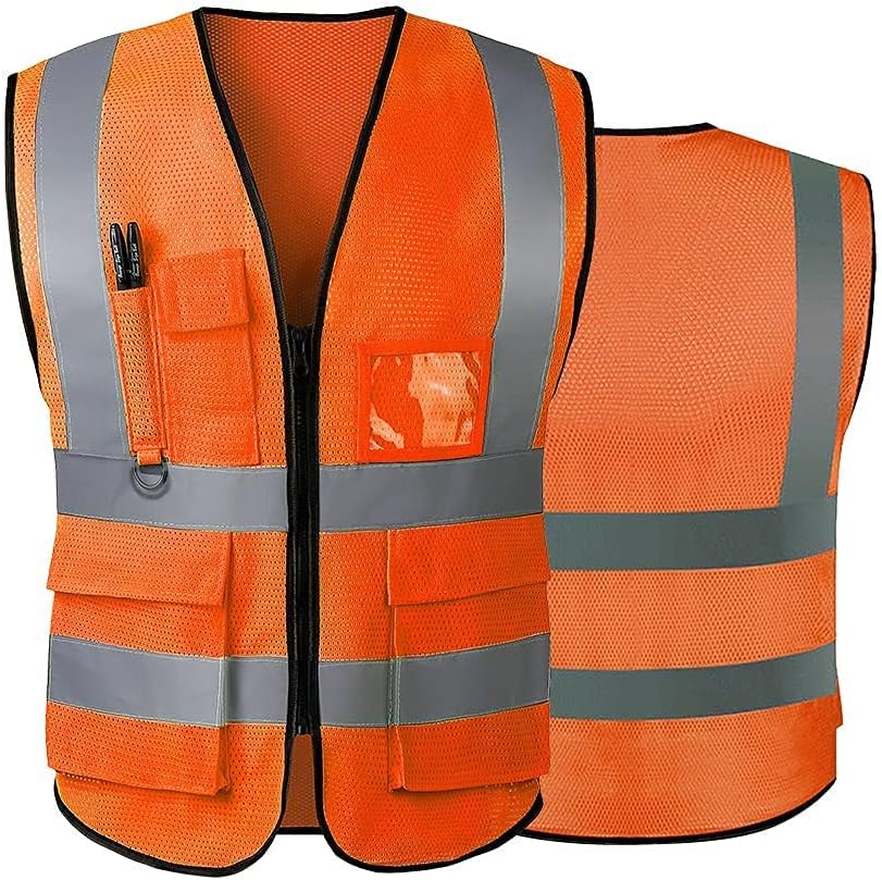 Reflective Safety Vest for Women Men High Visibility Security With Pocket Zipper Front Meet ANSI/ISEA Standard