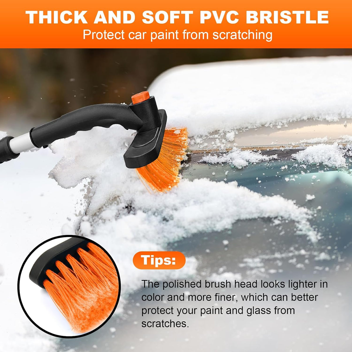 34" Extendable Ice Scrapers for Car Windshield 2-in-1 Snow Brush for Car Snow Scraper for Car Snow Scraper and Drush with Ergonomic Foam Grip for Cars, Trucks, SUVs with 360° Pivoting Brush Head Blue