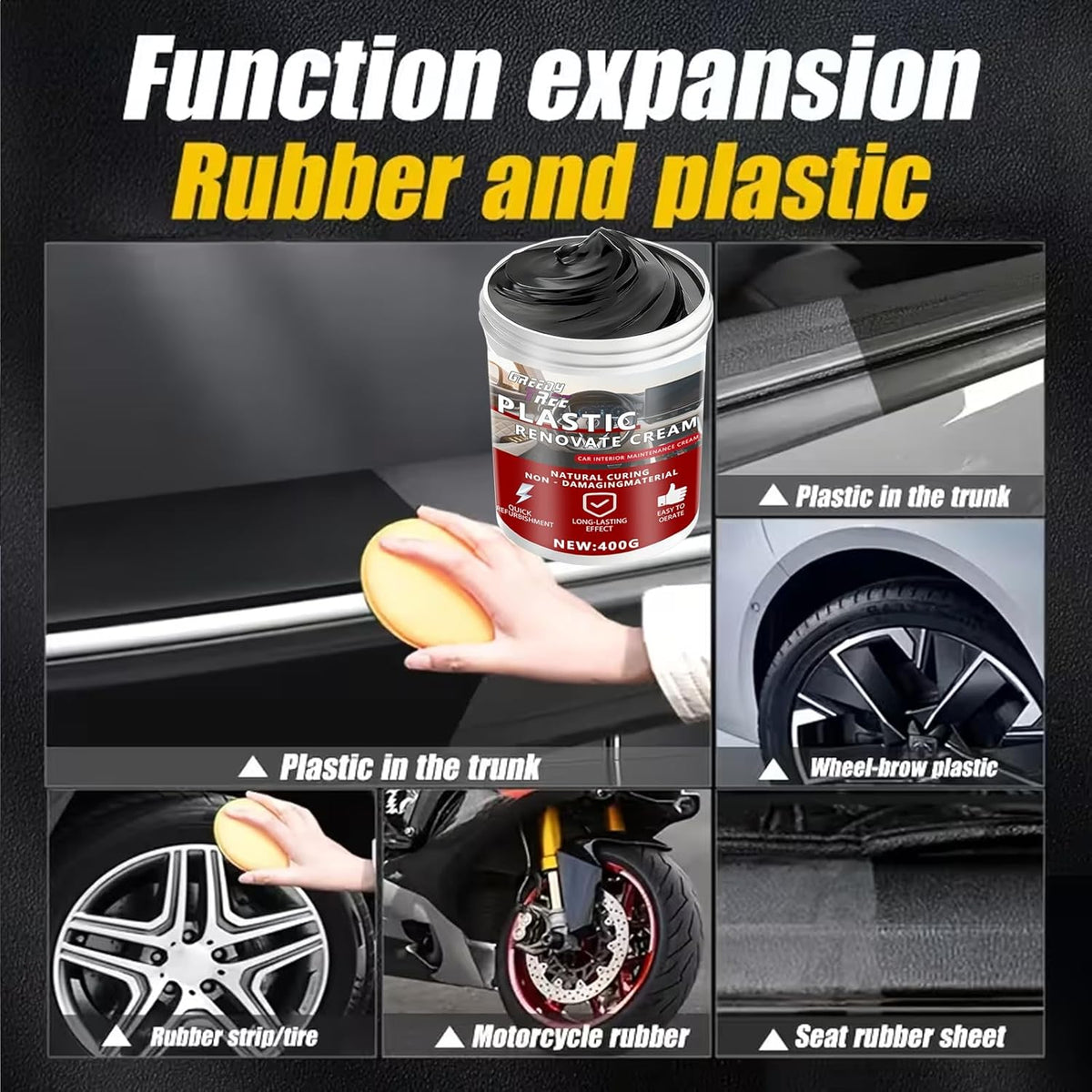 Car Plastic Restorer Pro - 14oz Auto Interior & Exterior Renewal Paste | Restores Faded Dashboards, Trim & Bumpers | UV Protection, Non-Greasy & Long-Lasting Finish