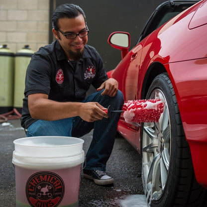 Chemical Guys Red Rocket Detailing Brush - Flexible Long-Reach Wheel and Rim Cleaning Tool for Cars, Trucks, SUVs, Motorcycles, and RVs - Safely Cleans Tight Spaces, Spokes, and Crevices