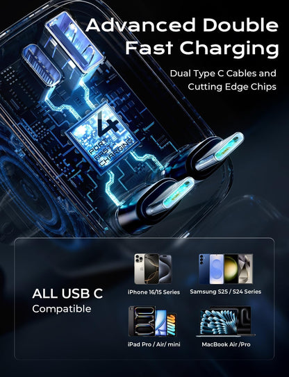 LISEN Retractable Car Charger, 84W Car Charger USB C Fast Charger, Cigarette Lighter USB Charger Adapter, Car Accessories Birthday Gifts for Men Women Dad Mom Husband, for iPhone 17 16 15 14 13 12 11