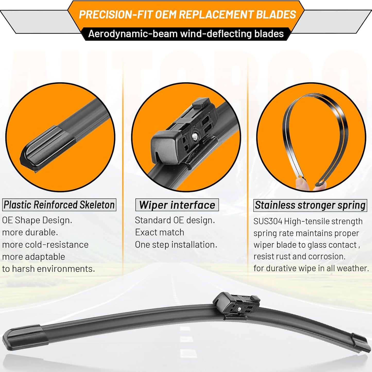 AUTOBOO 26"+19" Windshield Wipers Replacement for Tesla Model 3 2017 2018 2019 2020 2021 2022 2023 2024 2025 Model Y 2020 2021 2022 2023-2025 -Original Factory Quality (Pack of 2) - Colors A