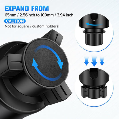 Car Cup Holder Expander, Automotive Cup Holders for Car with Adjustable Base and Rubber Pad, Fits Most Bottles 20-40 oz (3.4"–3.8" Diameter), Black