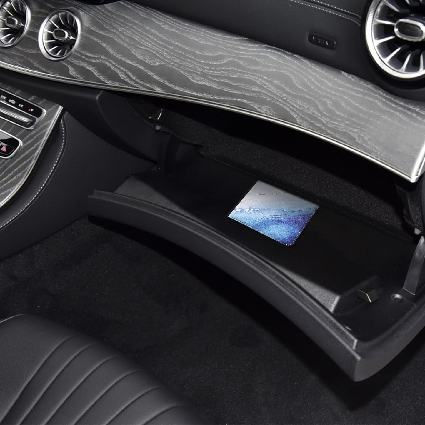 LumiMokki Car Registration and Insurance Holder, Leather Registration and Insurance Card Holder, Vehicle Glove Box Organizer - For Documents, Cards, License (Black)