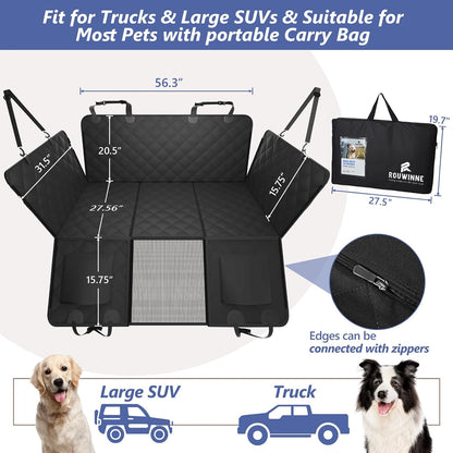 Back Seat Extender for Dogs-Large Space, Dog Car Seat Cover Hard Bottom Holds 420lbs, Sturdy Backseat Extender for Dogs,Upgraded Waterproof Pet Car Bed Dog Hammock for Car, SUV,Truck, Black