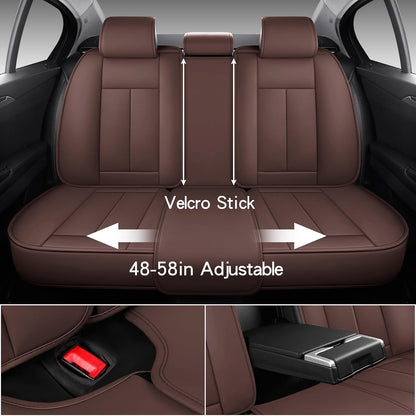 MINGBRON Car Seat Cover Full Set, Leather Car Seat Cover, Waterproof Seat Covers, Car Seat Cushion, Nappa Leather Seat Covers Car Seat Protector Universal Fit Most Cars Black