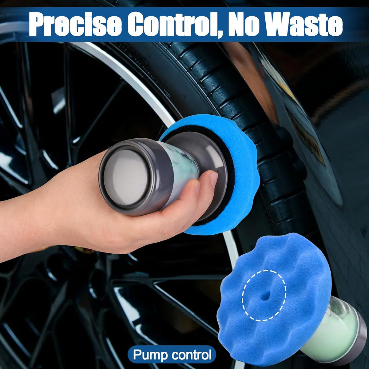 Flow Tire Shine Applicator, Reusable Car & Truck Tire Dressing Applicator, No-Drip Streak-Free Tire Shine Applicator Pad, Car Detailing Foam Sponge Pad for All Tire Shine & Gels(Black+Green)