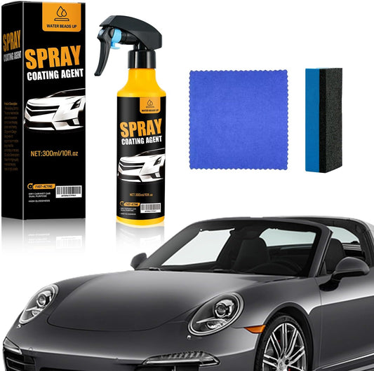 Car Coating Spray Kit, Nano Hydrophobic Ceramic Coating, Easy-to-Spray Auto Paint Protection, Includes Microfiber Cloth for Vehicle Shine & Protection300ml(1sponge+1towel)