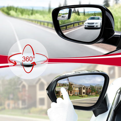 LivTee Blind Spot Mirrors, HD Glass Frameless Convex Rear View Mirrors, Wide Angle Adjustable Stick for Side Mirror, Automotive Exterior Accessories for Car, SUV & Trucks, Pack of 2
