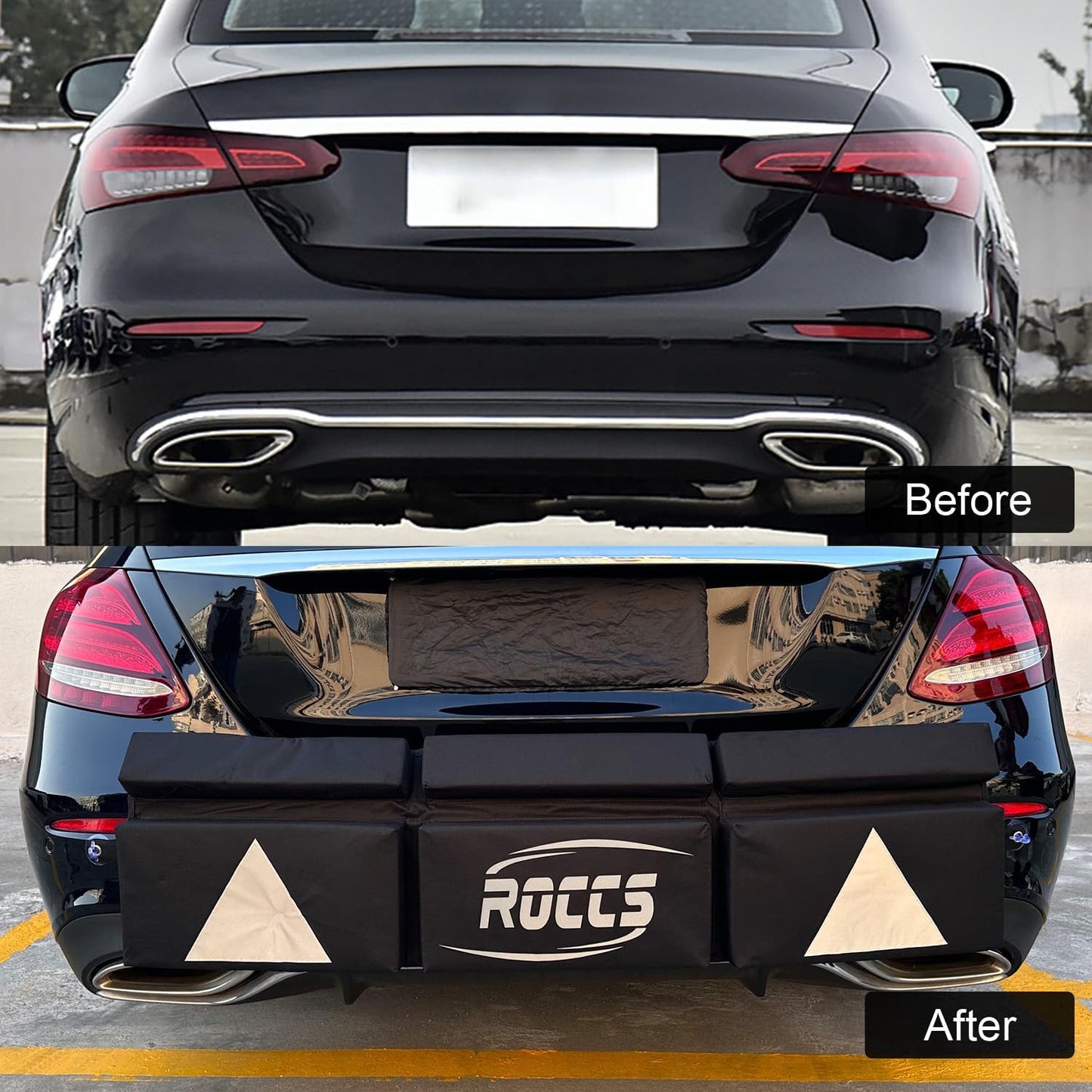 Thickest & Widest Rear Bumper Protector for Cars – 47.2"x11.8"x1.7" Universal Fit Bumper Guard with Reflectors, Heavy-Duty 600D PVC Oxford Fabric, Shock-Absorbing Padding, Black