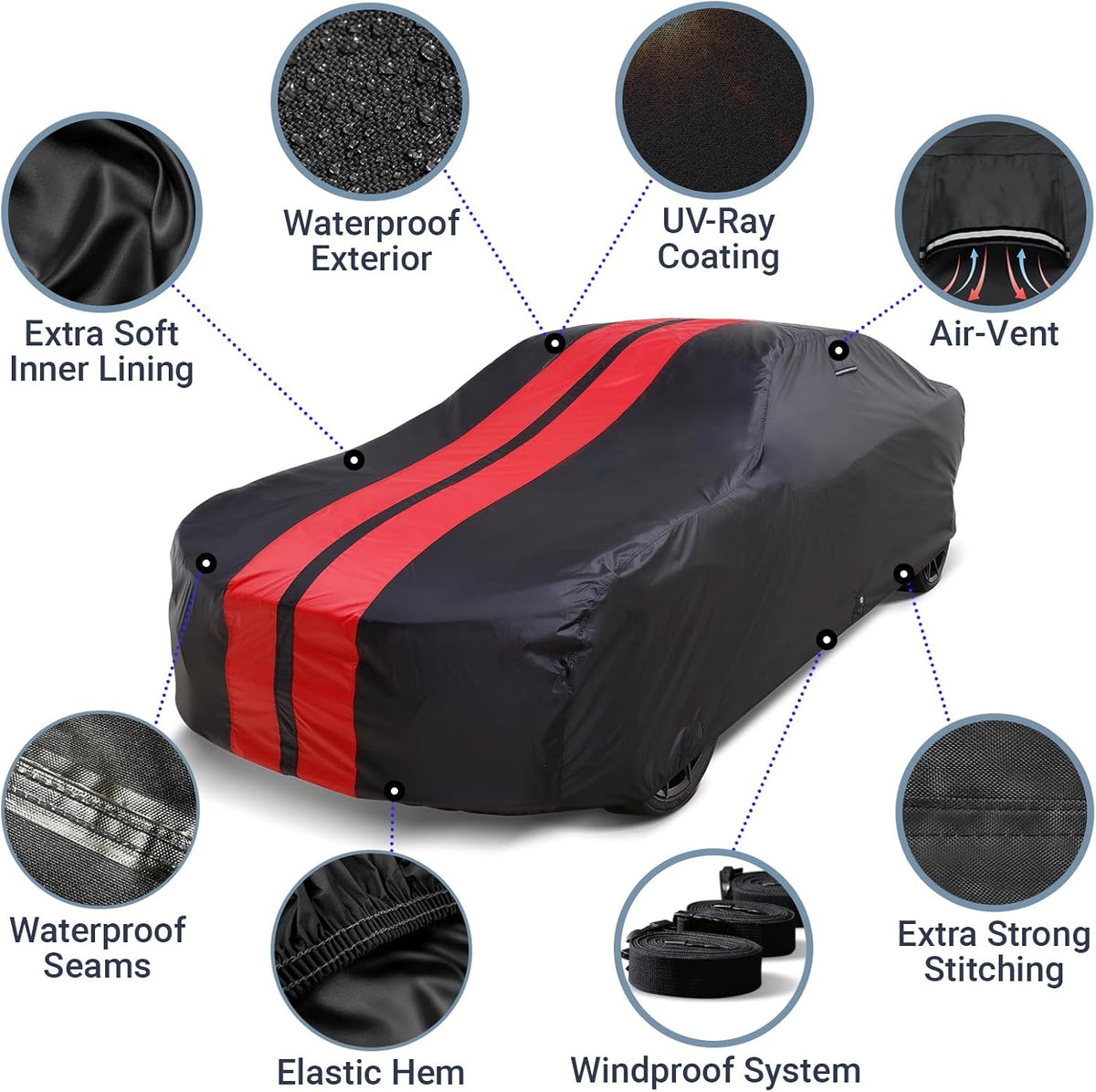 iCarCover Premium Car Cover for 1970-1972 Chevy Monte Carlo Heavy Duty Waterproof All-Weather Automobiles Custom Fit Indoor Outdoor UV Snow Protection Covers with Straps and Bag - Colors A