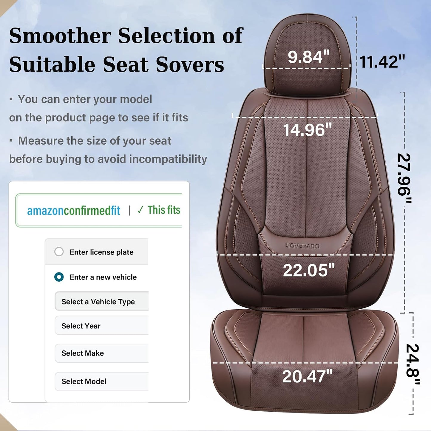 Coverado Seat Covers Full Set, Black Seat Covers for Cars 5 Seats, Car Seat Protector, Waterproof Nappa Leather Car Seat Cushion, Front and Rear Car Seat Cover Fit for Most Sedans SUV Pick-up Truck - Colors A