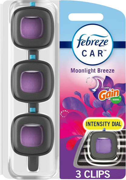 Febreze Car Air Freshener, Odor-Fighting Automotive Vent Clip, Gain Original Scent, 3 Count
