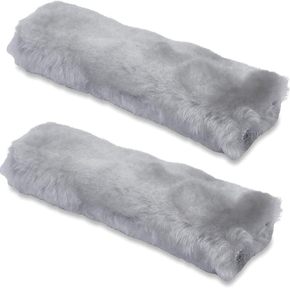 Andalus Brands 2 Pack Genuine Merino Wool Sheepskin Seat Belt Cover – Soft Shoulder Pad, Neck Cushion Protector – Authentic Car Accessories (Pearl)