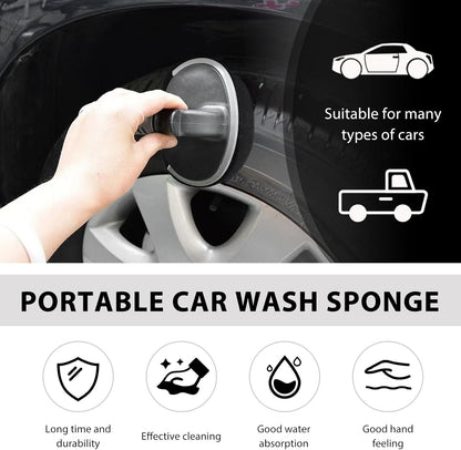Car Tire Shine Applicator, High-Density Sponge Tyre Dressing Applicator Pad with Curved Handle, Reusable Wheel Polishing Brush Auto Detailing Foam for Applying Tire Shine (1 PCS)