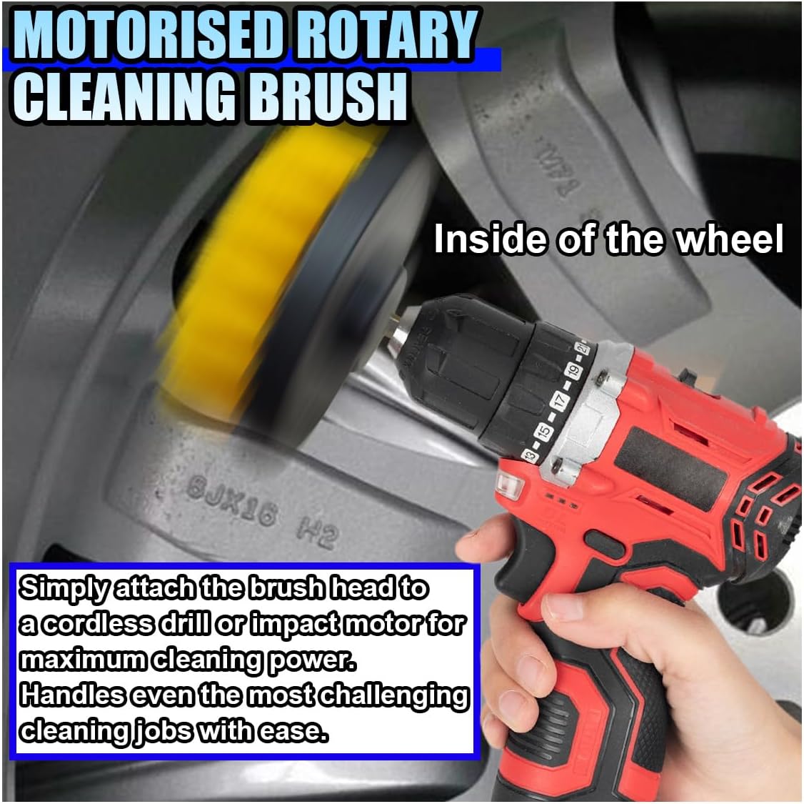 ZIMISI 2PCS Car Detailing Drill Brush Set, 2" & 4" Power Carpet Scrubber, Nylon Bristle Wheel Cleaner Brush with Drill Attachment, Car Wash Cleaning Kit for Floor Mats, Bathroom (Red)