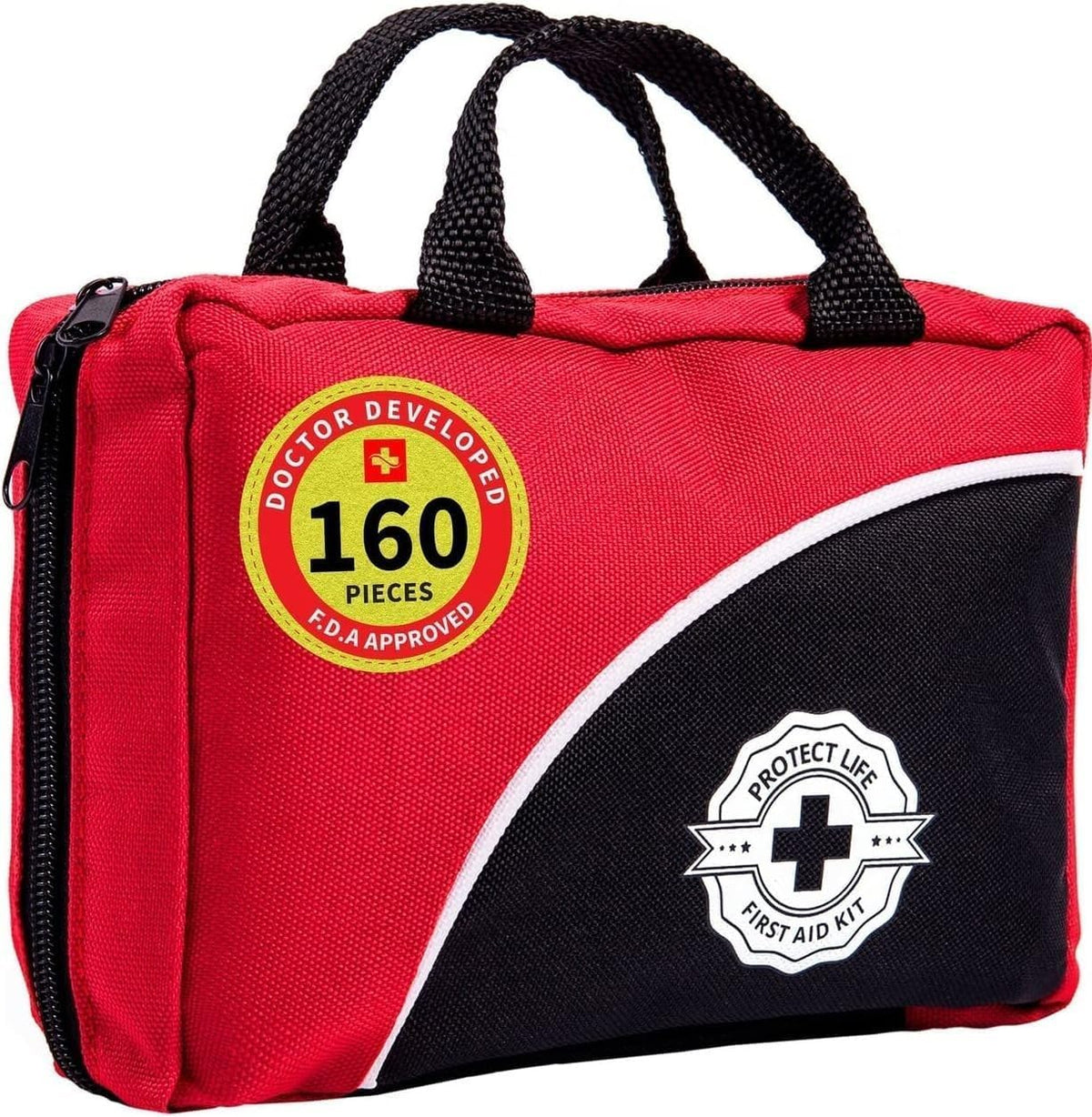 Protect Life Doctor Developed Mini First Aid Kit, 100 Piece Waterproof Emergency Kit for Car, Boat, Camping & Travel, Includes Emergency Blanket, Tourniquet & First Aid Guide