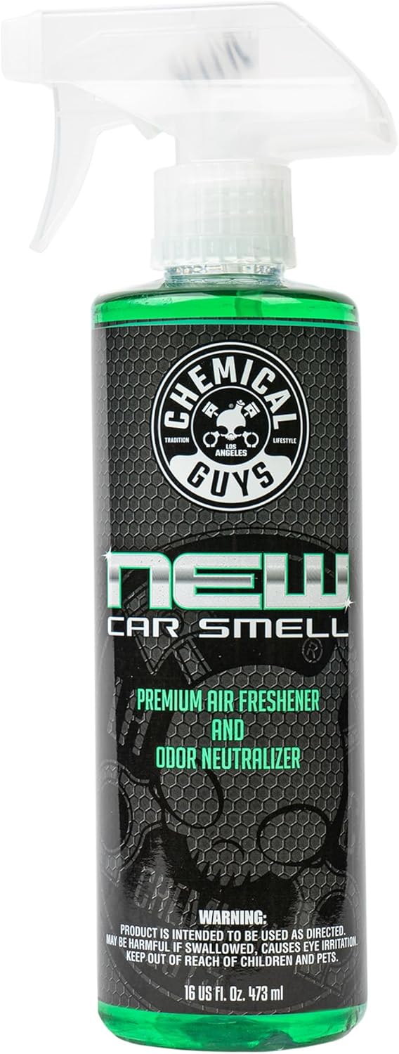 Chemical Guys New Car Smell Air Freshener and Premium Odor Eliminator Refreshes & Neutralizes Odors, Great Car Fresheners for Trucks, SUVs, RVs, and More - 16 Fl Oz (Pack of 2)