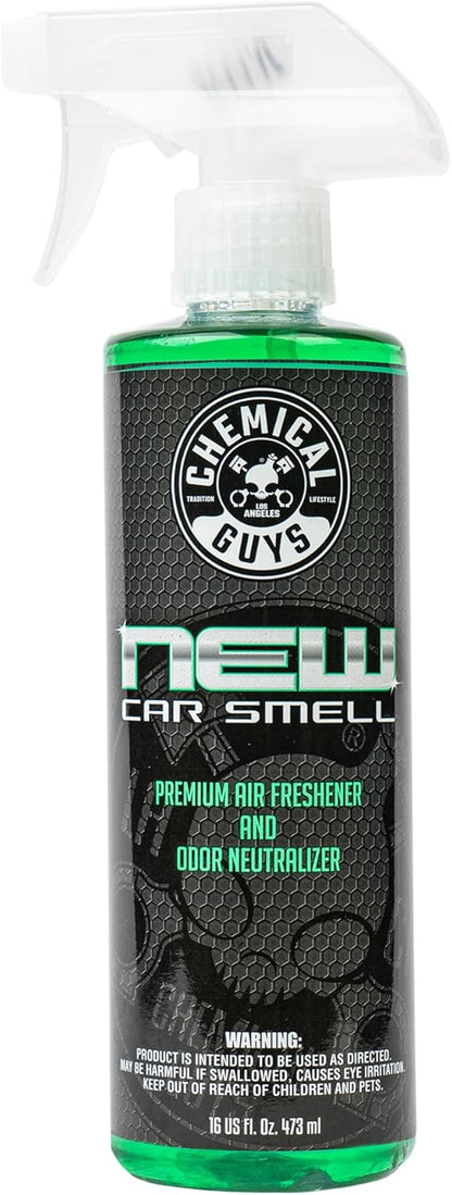 Chemical Guys New Car Smell Air Freshener and Premium Odor Eliminator Refreshes & Neutralizes Odors, Great Car Fresheners for Trucks, SUVs, RVs, and More - 16 Fl Oz (Pack of 2)