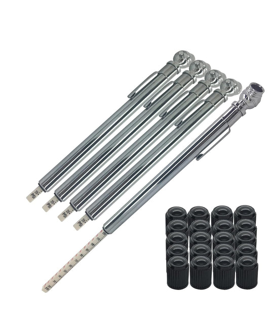 20-120 Psi Car Tire Pressure Gauge Pack of 5. Heavy Duty Tire Pressure Gauge for Car, Bike, Truck, Golf Cart, Semi, 18 Wheeler.