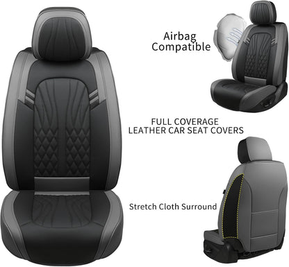MINGBRON Leather Car Seat Covers,Car Seat Protector Waterproof,Seat Covers Full Set, Car Seat Protectors 5 Seats,Automotive Seat Covers Fit Most Cars Wine Red
