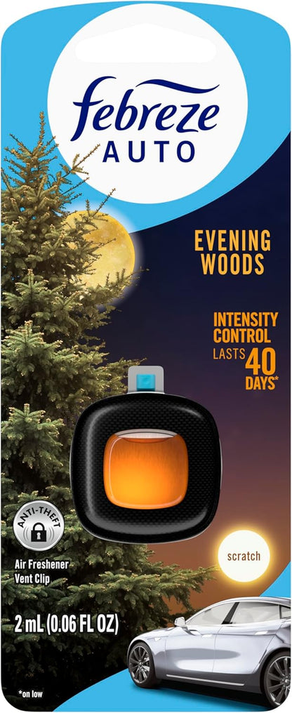 Febreze AUTO Air Freshener, Odor-Fighting Automotive Vent Clip, Midnight Storm Scent, 8 Count