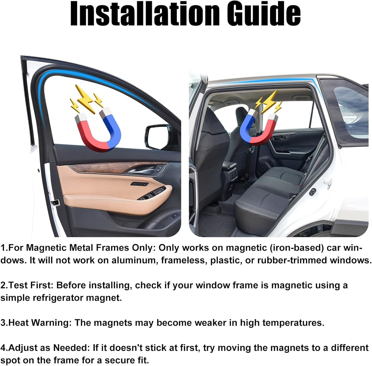 XCBYT Car Window Shades - 4 Pcs Car Privacy Curtains - 100% Block Light Car Window Covers - Magnetic Side Window Sun Shade Keeps Cooler for Breastfeeding, Taking a nap, Changing Clothes, Camping