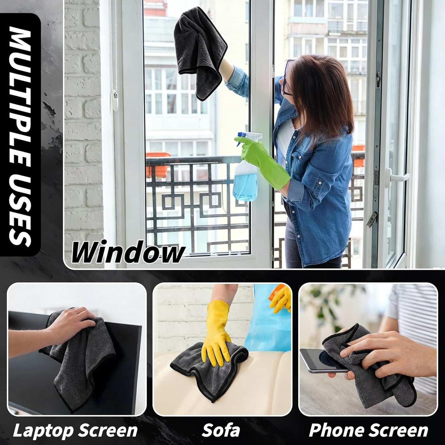 6PCS Microfiber Towels for Cars 36x25 Inch Microfiber Cleaning Cloths Bulk Soft Car Detailng Towel Cloths 450 GSM Detailing Buffing Quick Drying Towel Polishing Waxing Auto Detailing Towel Cloth