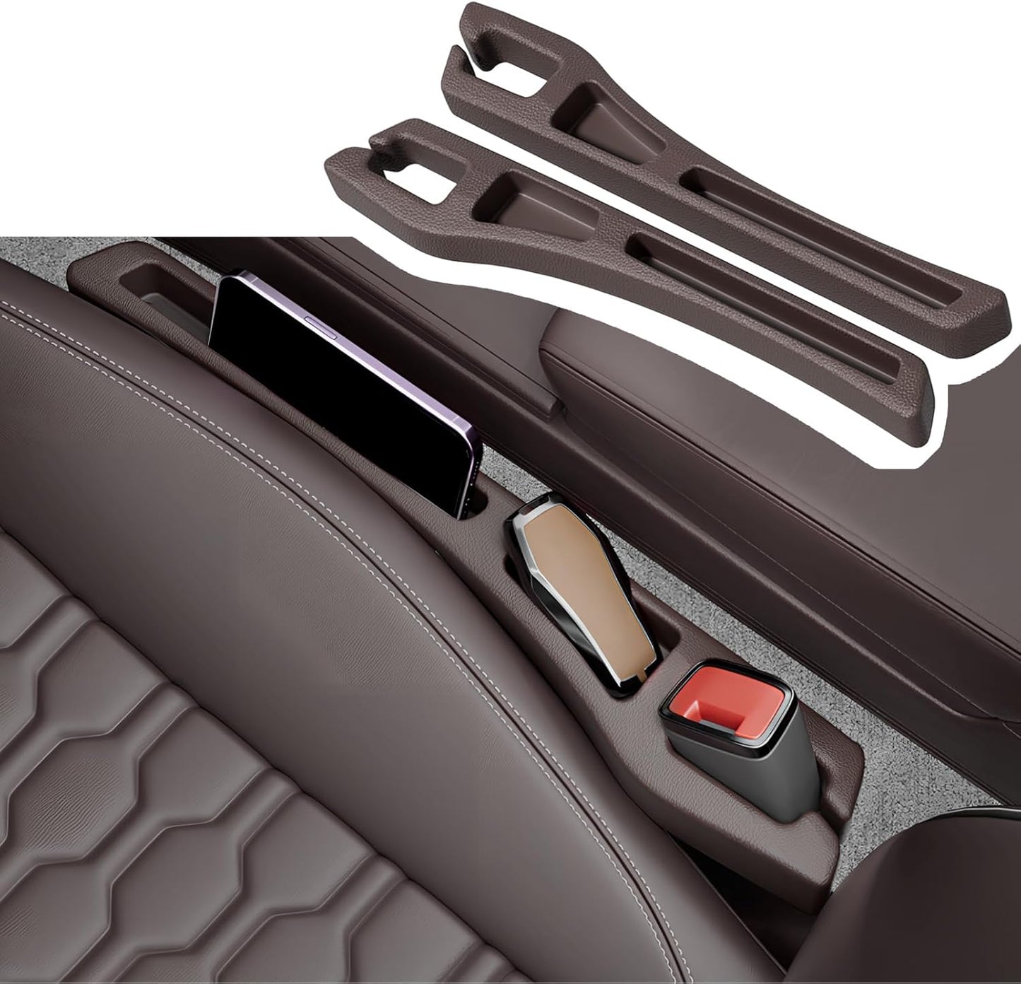 2PCS Car Seat Gap Filler Organizer,2 in 1 Car Gap Filler with Fill and Storage Function for Storing Phones Keys Cards,Universal Multifunctional No Drop Seat Guard for Cars
