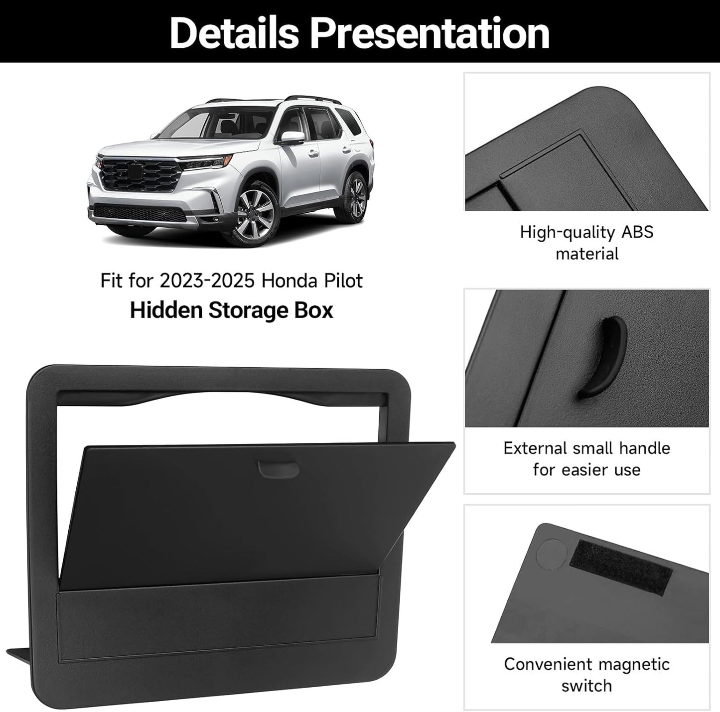 Glove Box Dividers Organizer Compatible with Toyota 2016-2020 2021 2022 2023 Tacoma Accessories Black ABS Material Center Console Organizer