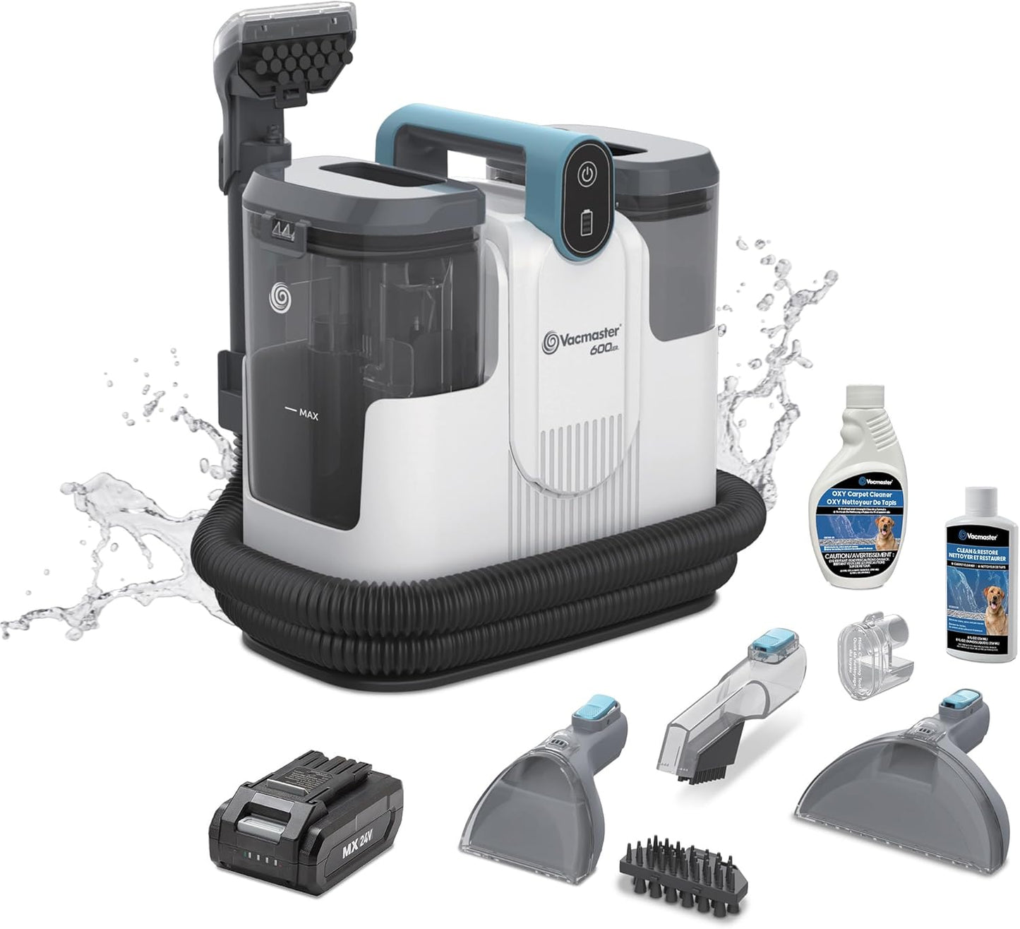 Vacmaster SCB301 400 Series Portable Carpet & Upholstery Spot Cleaner Machine, 15Kpa Power Suction with Versatile Tools for Pets, Area Rugs and Couches