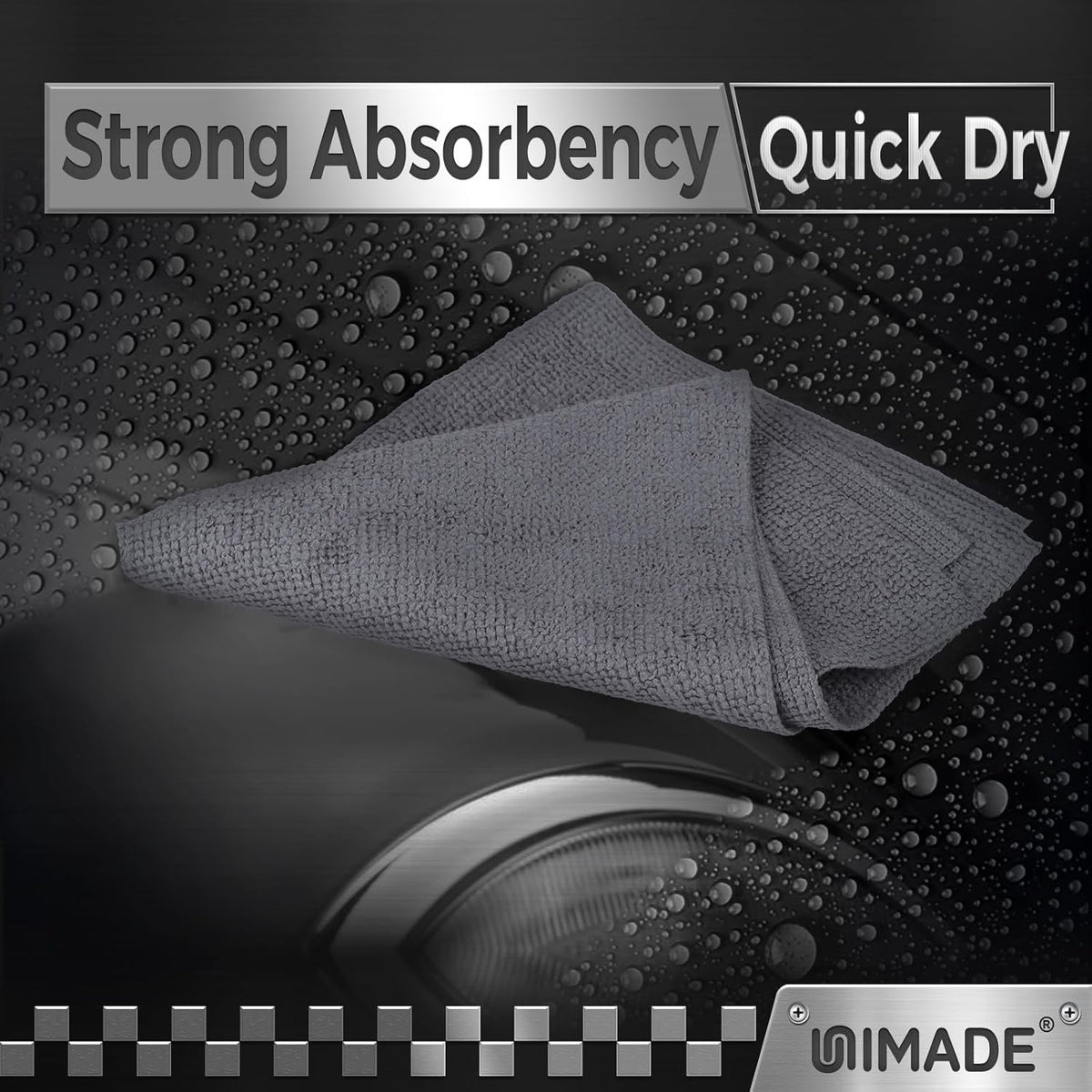UNIMADE Microfiber Cleaning Cloth, 100 Pack Microfiber Towels for Cars Commercial Grade Work Rags Bulk Detailing Cloth for Automotive Bar Mechanic Restaurant Garage Housekeeping, 11.5"x 11.5", Grey