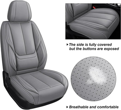 MINGBRON Car Seat Cover Full Set, Leather Car Seat Cover, Waterproof Seat Covers, Car Seat Cushion, Nappa Leather Seat Covers Car Seat Protector Universal Fit Most Cars Black
