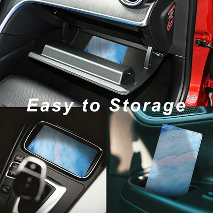 Car Registration and Insurance Holder, Premium Pu Leather Vehicle Glove Box Organizer - for Driver License, Cards & Essential Documents (L-Orange)