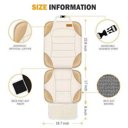 Siivton Car Seat Protector for Child Car Seat,Waterproof Car Seat Cover for Leather and Fabric Seats, 2 Mesh Pockets, Non-Slip Bottom,Thick Padding Cushion