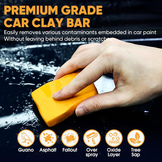 TEAWOO Clay Bars Kit, 6 Clay Bars & 20 PCS Lubricant Tablets, Complete Car Detailing Kit, Spray Bottle, Disposable Gloves and Microfiber Towels for Car Detailing Cleaning