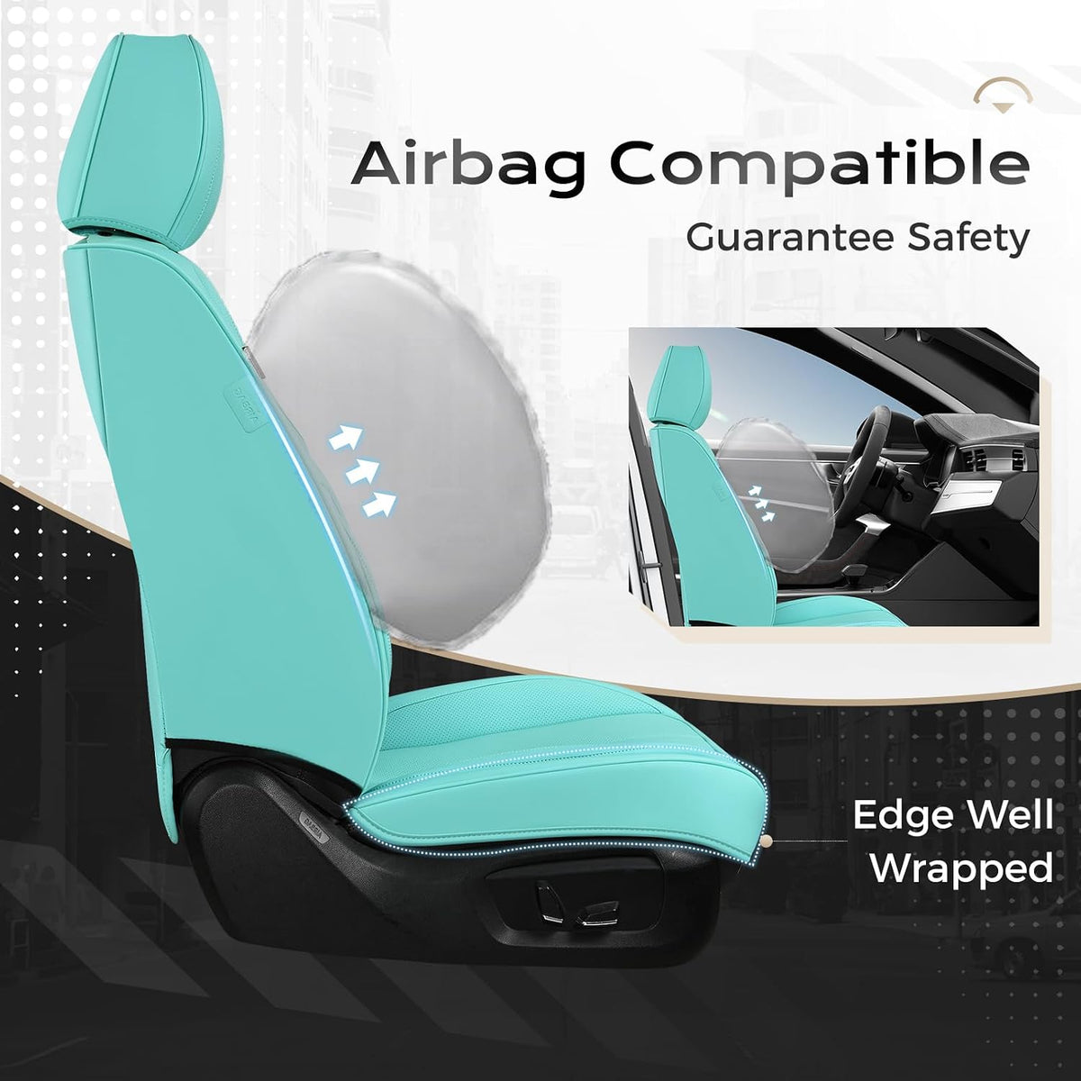 Coverado Seat Covers Full Set, Black Seat Covers for Cars 5 Seats, Car Seat Protector, Waterproof Nappa Leather Car Seat Cushion, Front and Rear Car Seat Cover Fit for Most Sedans SUV Pick-up Truck - Colors A