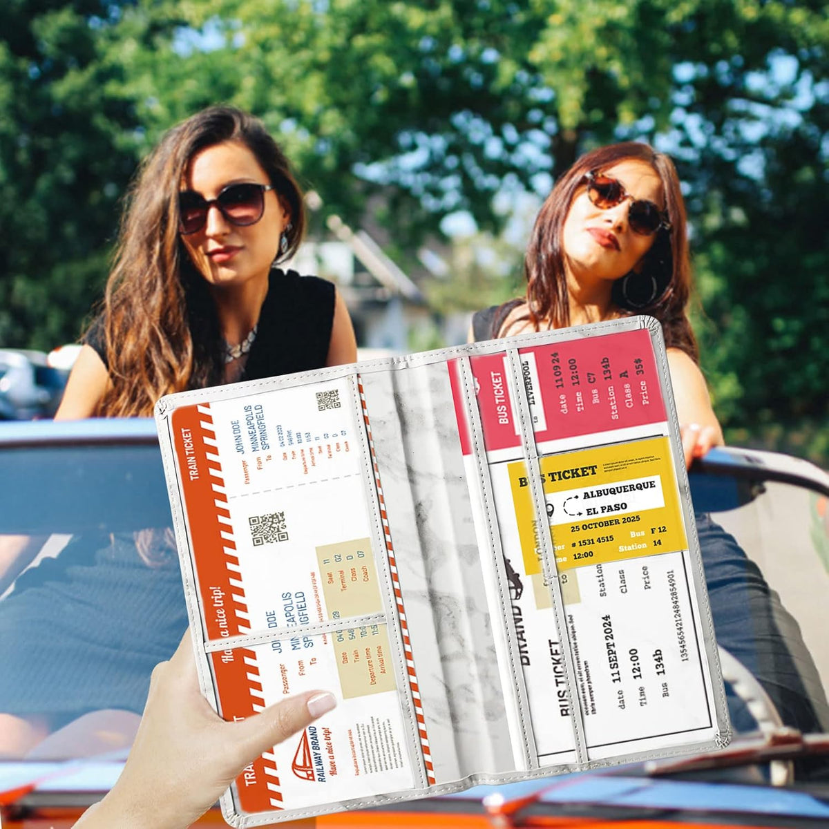 Car Registration and Insurance Card Holder - Leather Vehicle Glove Box Automobile Documents Paperwork Wallet Case Organizer for ID, Driver's License, Key, Cards - Car Accessories for Women&Men
