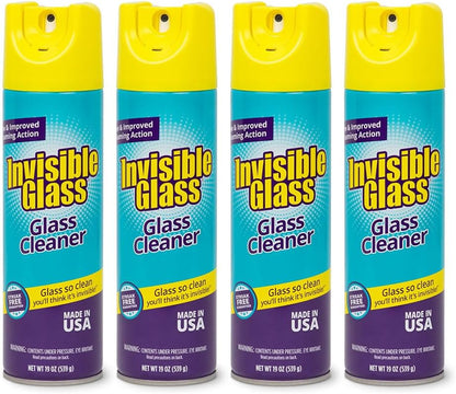 Invisible Glass 91160 Premium Aerosol Glass and Window Foaming Cleaner Spray – Cleans Glass, Windows, Mirrors, Shower Doors, and More – Streak-Free, Ammonia-Free, Tint-Safe – 19 oz