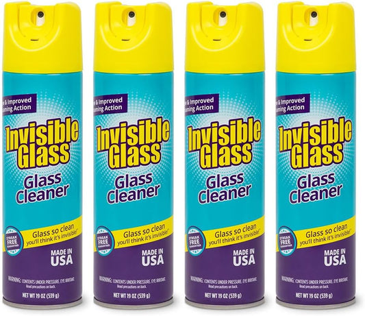 Invisible Glass 91160 Premium Aerosol Glass and Window Foaming Cleaner Spray – Cleans Glass, Windows, Mirrors, Shower Doors, and More – Streak-Free, Ammonia-Free, Tint-Safe – 19 oz