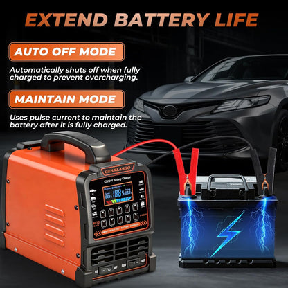 12V 24V Car Battery Charger Heavy Duty, 0-15A Automatic Battery Maintainer with Auto Shutoffs, Repair and Winter Mode, Smart Trickle Charger for Car Truck Motorcycle RV AGM Deep Cycle