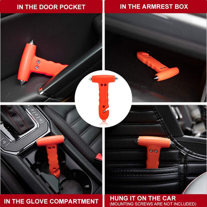 MOTORBUDDY 2-Pack Car Safety Hammer Seatbelt Cutter, Auto Emergency Escape Hammer with Window Glass Breaker and Seat Belt Cutter, Striking Red Escape Tool for Car Accidents