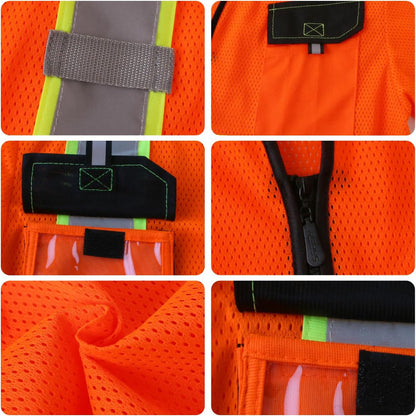 JKSafety Safety Vest for Men Women Hi Vis with Pockets and Cushioned Collar Construction Vest Meet ANSI Standard (BX360)