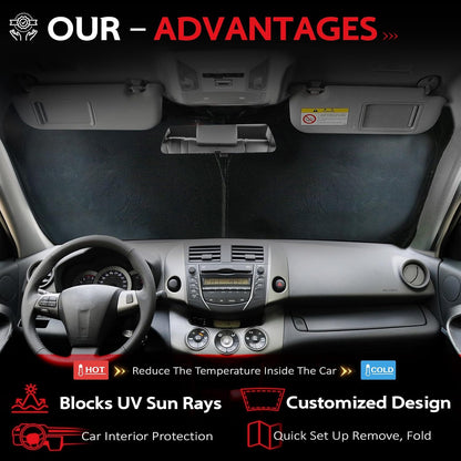 KAYZT Windshield Sun Shade for 2019-2025 2026 Chevy Silverado 1500 /GMC Sierra 1500 2500HD 3500HD Foldable Sunshade Front Window Custom Fit Car Accessories - Colors C