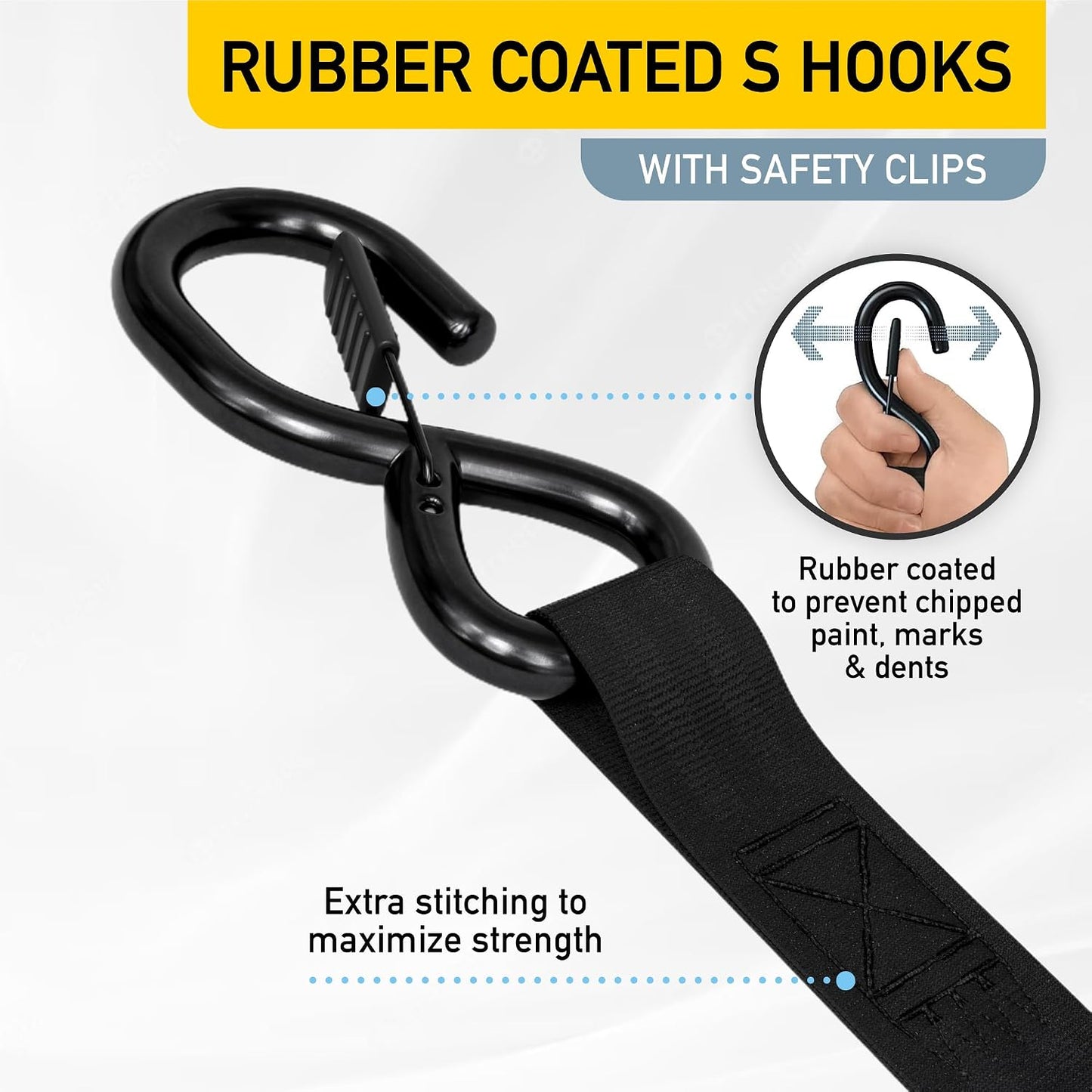 AUGO Ratchet Straps Heavy Duty 4 Pack -15 FT - 2200 LB Break Strength – with Safety Lock S Hooks - Cargo Straps for Moving, Appliances, Motorcycle – Soft Loop Tie Down Straps