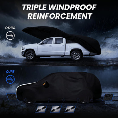 Large SUV Car Cover for Chevy Suburban 100% Waterproof All Weather, Heavy Duty Outdoor Full Exterior Covers Rain Sun Wind UV Protection. - Colors B