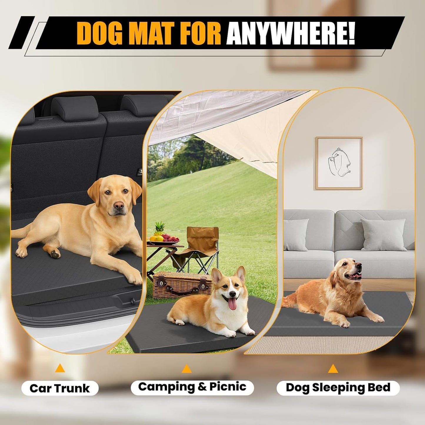 Car Dog Bed for Trunk, Non-Slip SUV Cargo Liner for Dogs, Travel Pet Mat Cushion with Supportive Foam, Removable Cover for Easy Cleaning, Suitable for SUV&Truck
