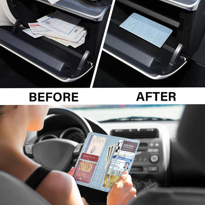 Car Registration and Insurance Holder, Black Vehicle Glove Box Car Organizer with Magnetic Closure for Documents, Cards, License Car Organization, 1 Pack